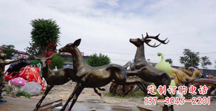 贵州跳跃的小鹿铜雕
