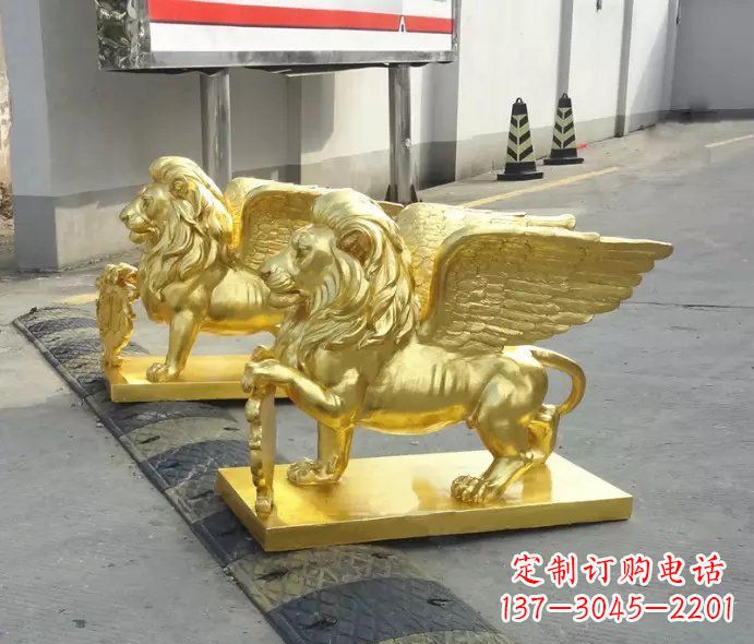 贵州贴金圣马可飞狮铜雕