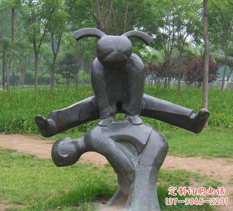 贵州铜雕抽象跳山羊儿童