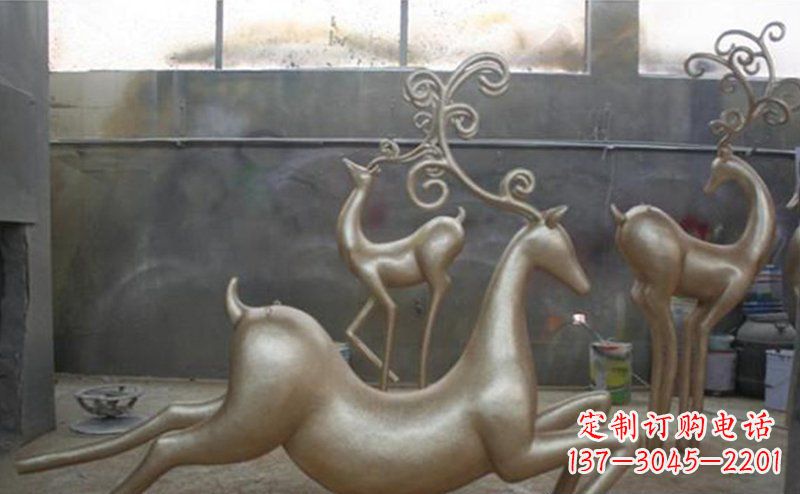贵州铜雕抽象树枝梅花鹿雕塑