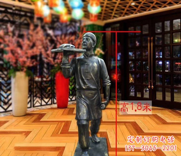 贵州铜雕店小二人物雕塑 (2)