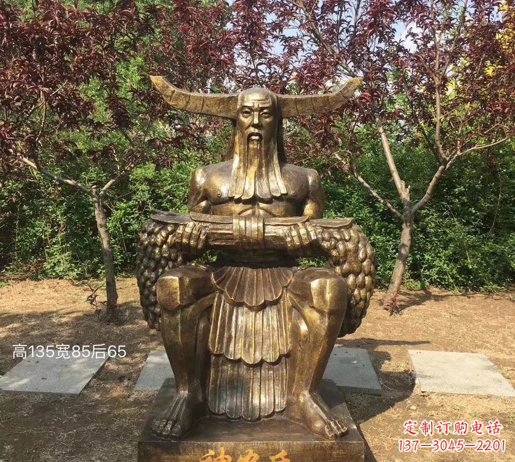 贵州铜雕古代神农氏人物雕塑