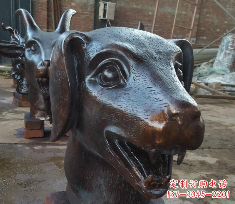 贵州铜雕广场生肖动物头像装饰摆件