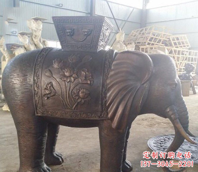 贵州铜雕吉祥大象园林动物摆件