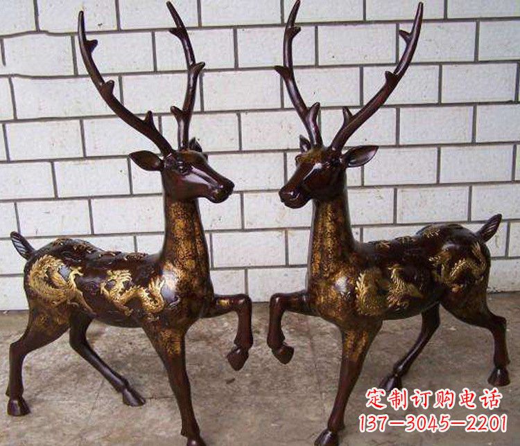 贵州铜雕吉祥复古梅花鹿雕塑摆件
