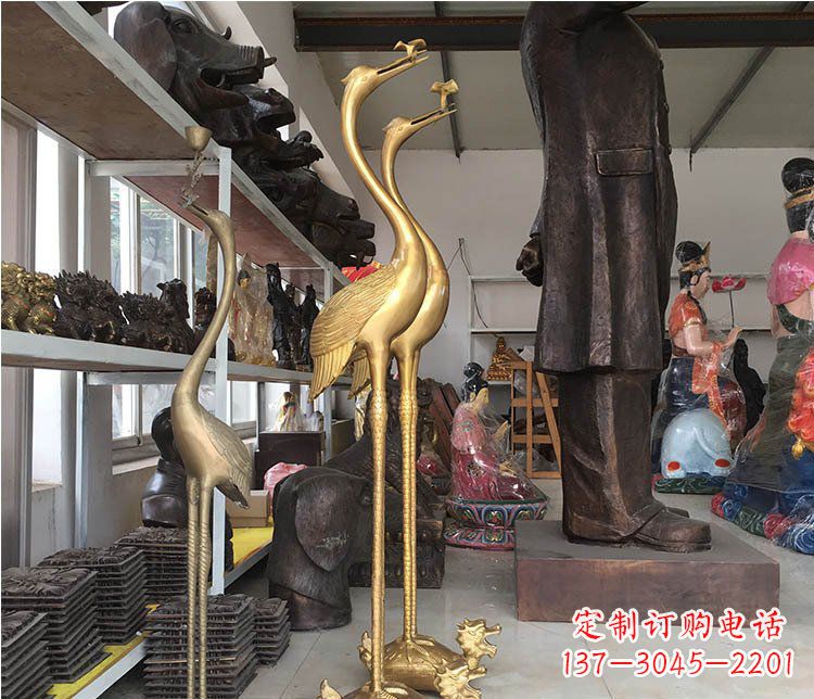 贵州铜雕金属仙鹤动物雕塑