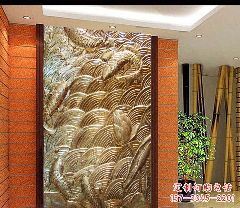 贵州铜雕酒店锻造鲤鱼壁画景观摆件