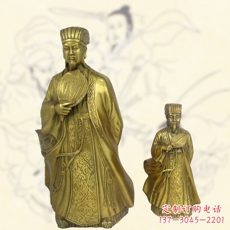 贵州铜雕名人诸葛亮雕像-纯铜铸造三国人物雕塑