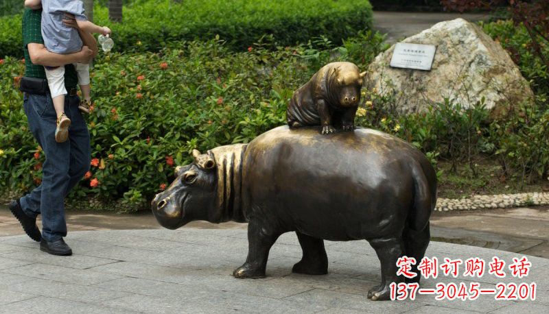 贵州铜雕母子河马