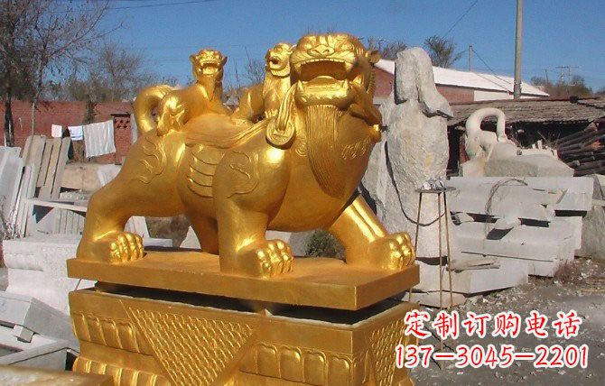 贵州铜雕母子貔貅
