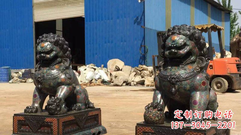 贵州铜雕企业招财狮子雕塑摆件