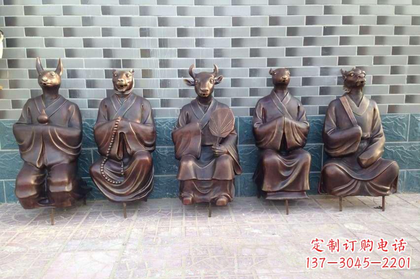 贵州铜雕兽首人身十二生肖雕塑