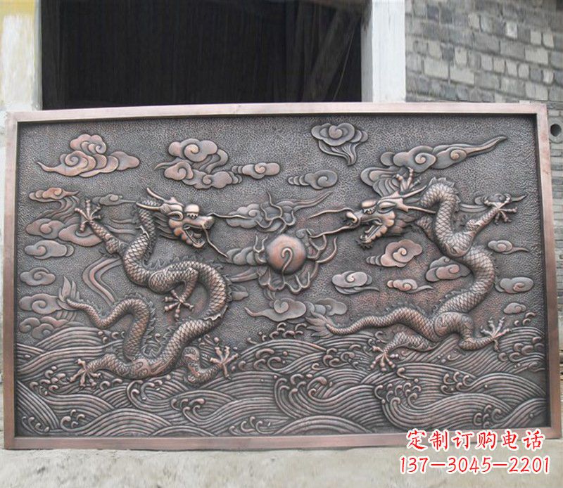 贵州铜雕双龙壁画景观摆件