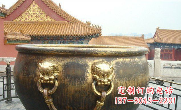 贵州铜雕水缸寺庙景观雕塑 (2)