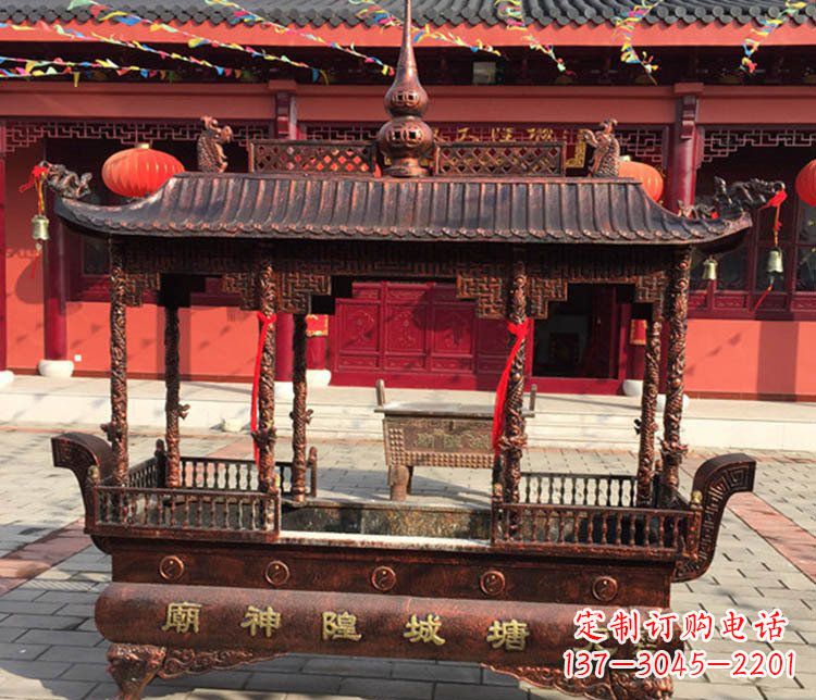 贵州铜雕寺庙佛光普照香炉雕塑摆件