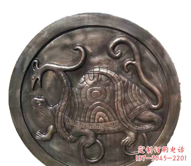 贵州铜雕乌龟与蛇壁画摆件