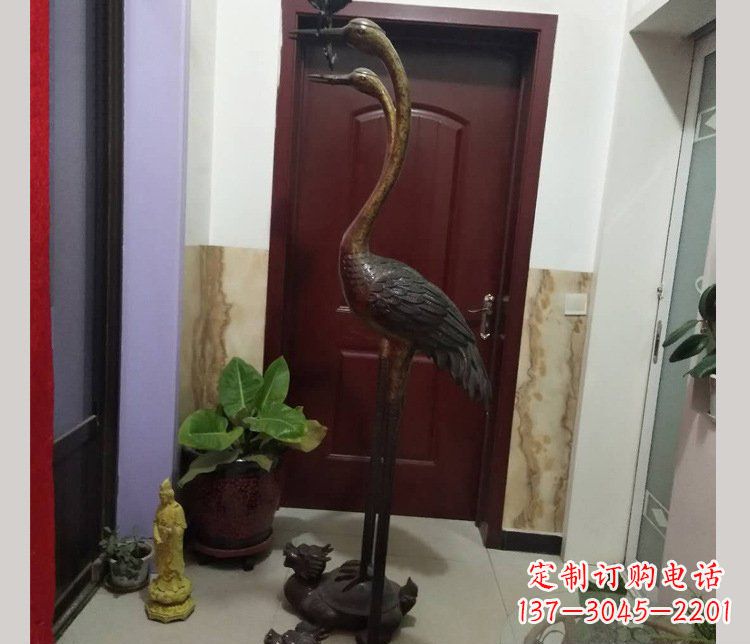 贵州铜雕仙鹤踩龟雕塑摆件 (2)