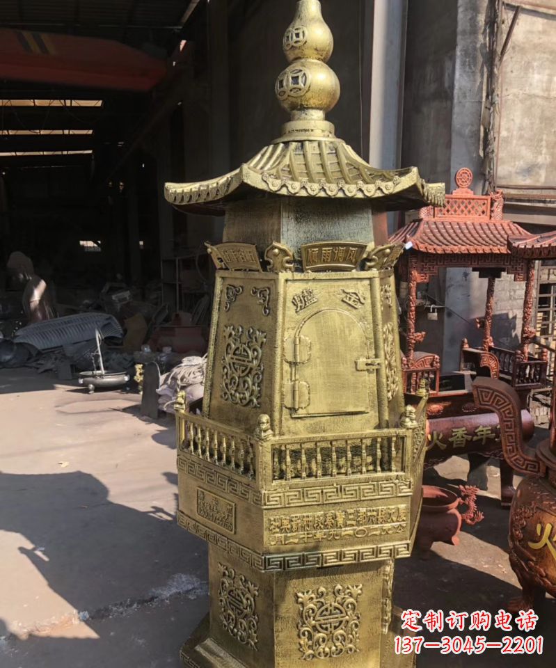 贵州铜雕香炉塔寺庙摆件