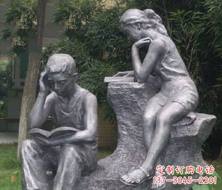 贵州铜雕校园读书学生摆件