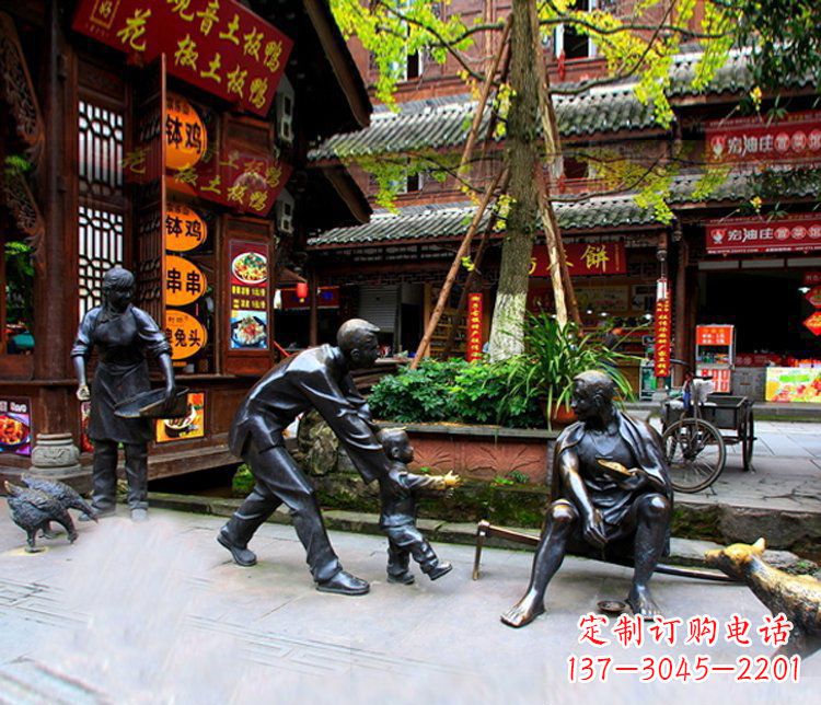 贵州铜雕学走路儿童街道人物雕塑