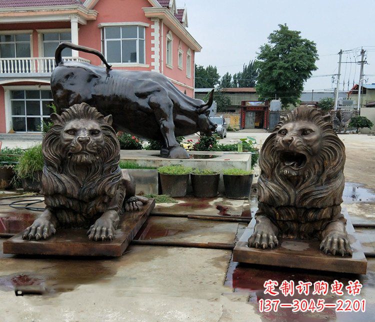 贵州铜雕银行门口狮子雕塑摆件