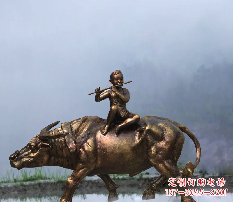 贵州铜雕园林牧童骑牛