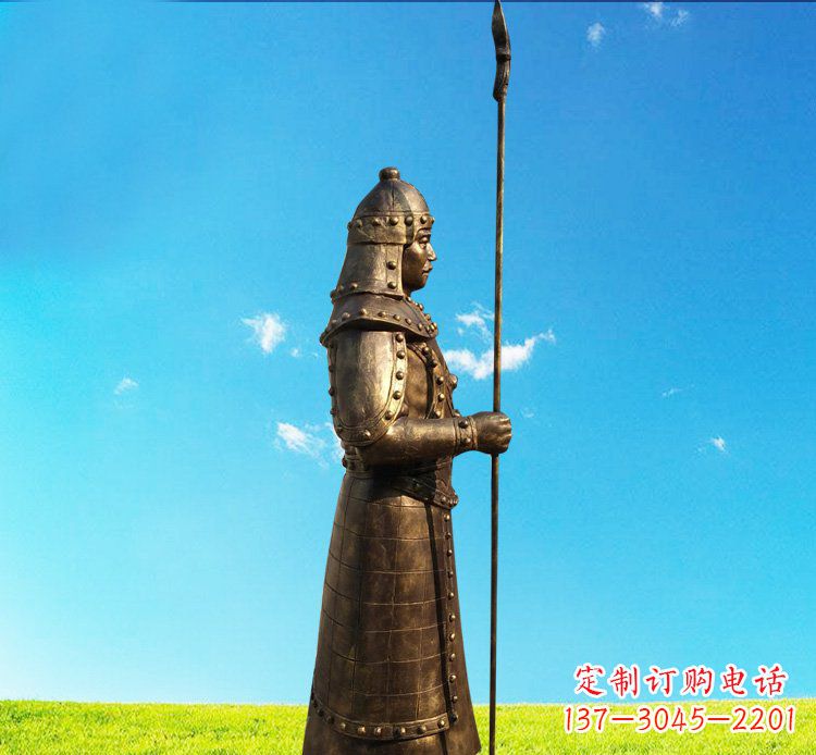 贵州铜雕战士站岗古代人物雕塑