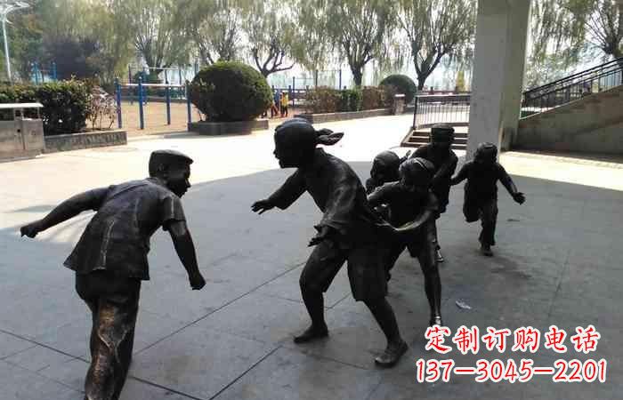贵州玩老鹰捉小鸡的儿童铜雕222