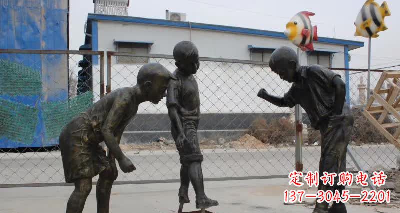 贵州玩陀螺人物铜雕