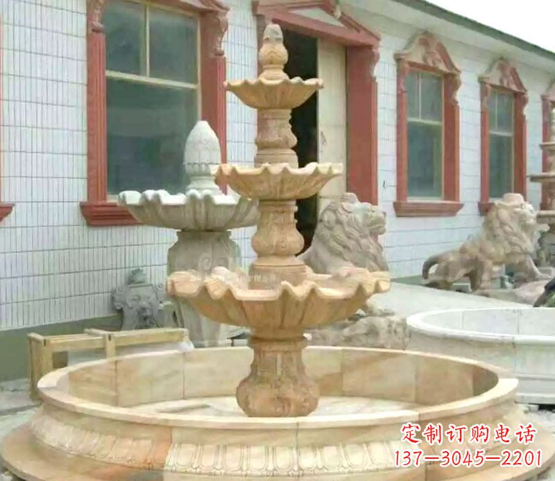 贵州晚霞红大型喷泉石雕 (3)