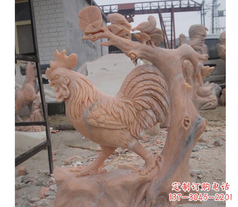 贵州晚霞红公鸡雕塑