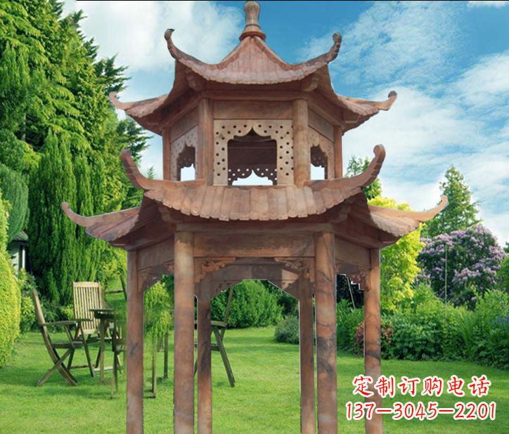 贵州晚霞红公园建筑凉亭