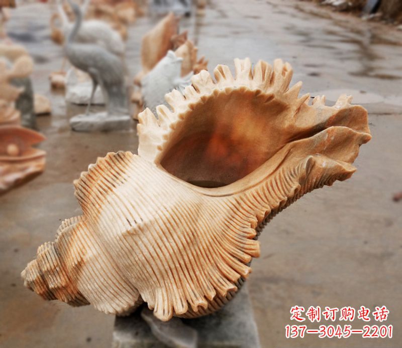 贵州晚霞红海螺石雕广场景观雕塑