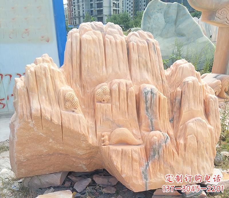 贵州晚霞红景观假山雕塑