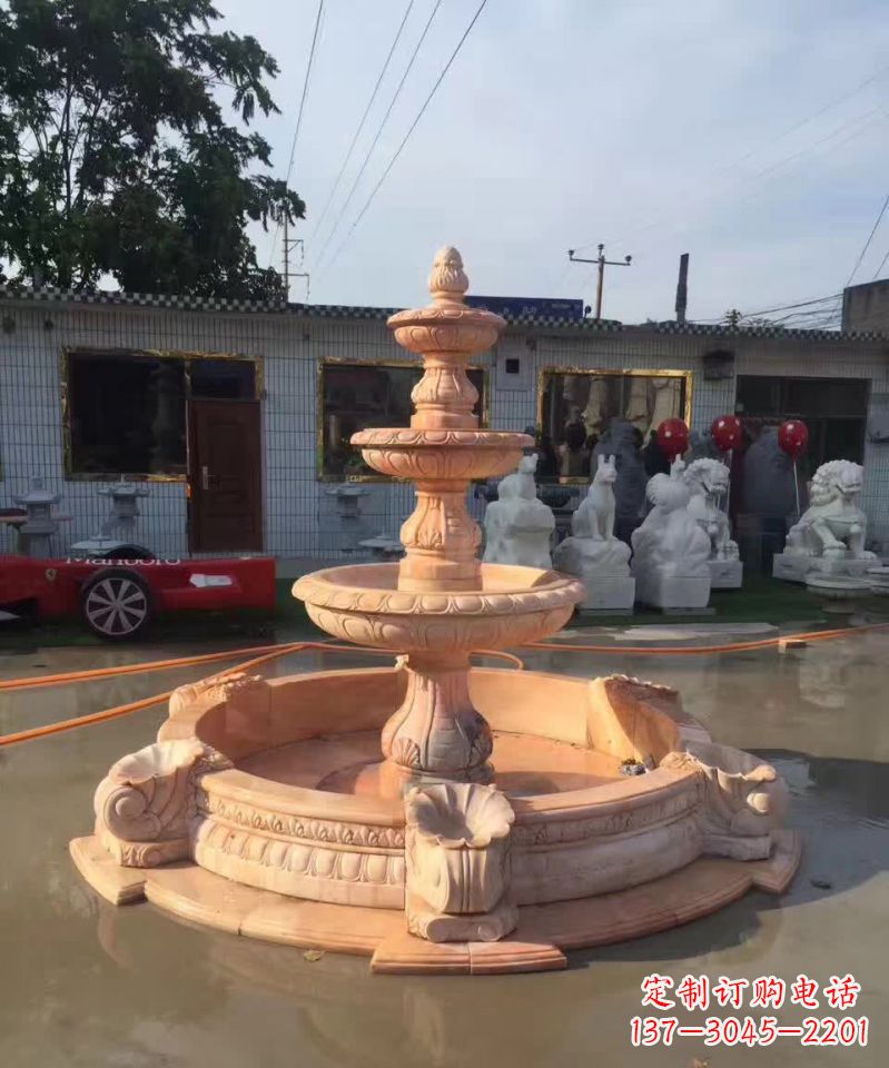 贵州晚霞红欧式流水喷泉