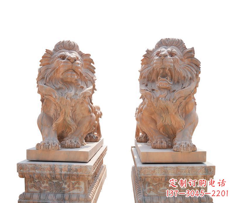 贵州晚霞红欧式狮子雕塑
