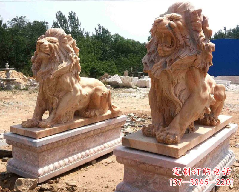 贵州晚霞红欧式狮子雕塑222