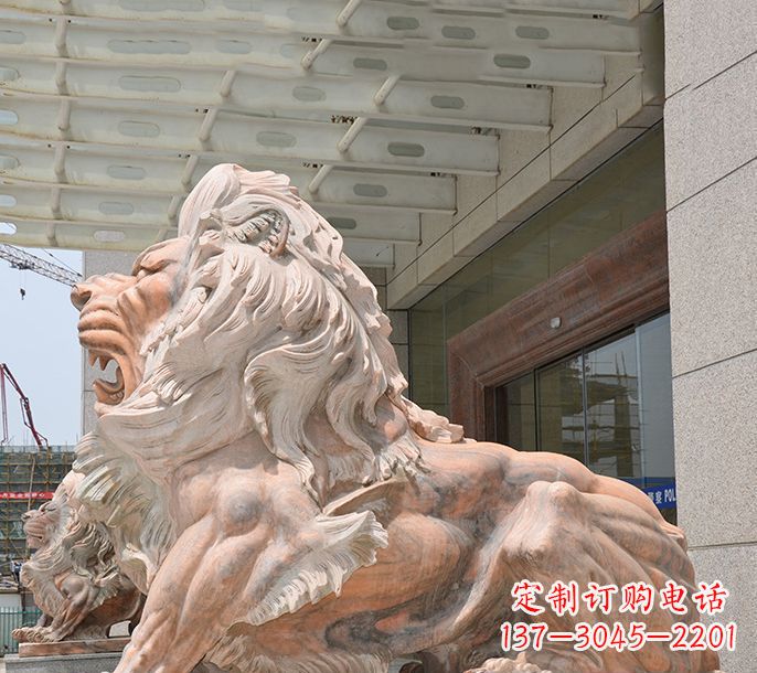 贵州晚霞红欧式狮子石雕 (3)