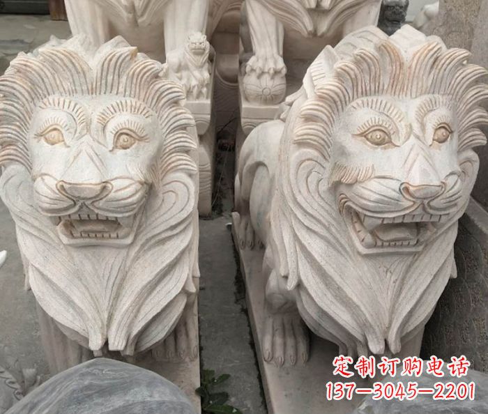 贵州晚霞红欧式狮子石雕 (2)