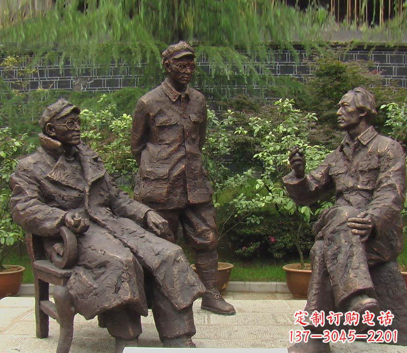 贵州伟人毛泽东刘伯承铜雕