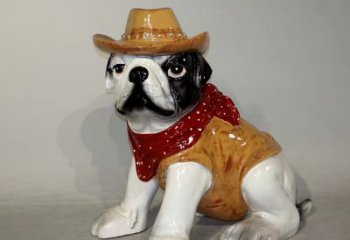 贵州任性可爱的牛仔造型斗牛犬雕塑
