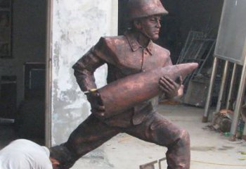 贵州铜雕炮弹战士，象征勇气和决心