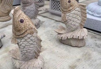 贵州花岗岩石雕-鲤鱼雕塑