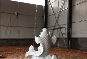 贵州汉白玉石鲤鱼雕塑，让你的梦想成真！