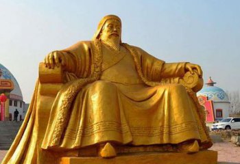 贵州雕刻古代传奇军事家成吉思汗铜雕像