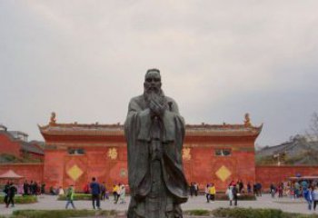 贵州传统文化艺术品，青铜孔子行教人物雕塑