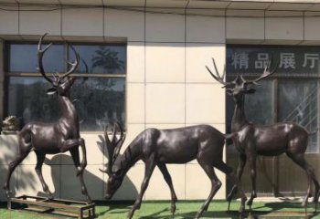贵州群鹿铜雕塑，艺术精雕细琢