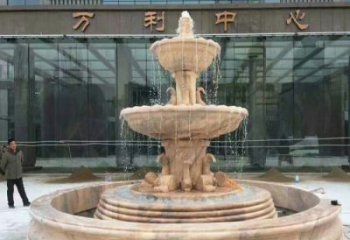 贵州晚霞红三层欧式喷泉石雕—来自中领雕塑的艺术匠心品质