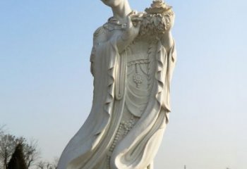 贵州古典美女雕塑——十二花神之四月牡丹杨玉环汉白玉