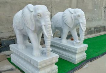 贵州中领雕塑：精美大象汉白玉雕塑